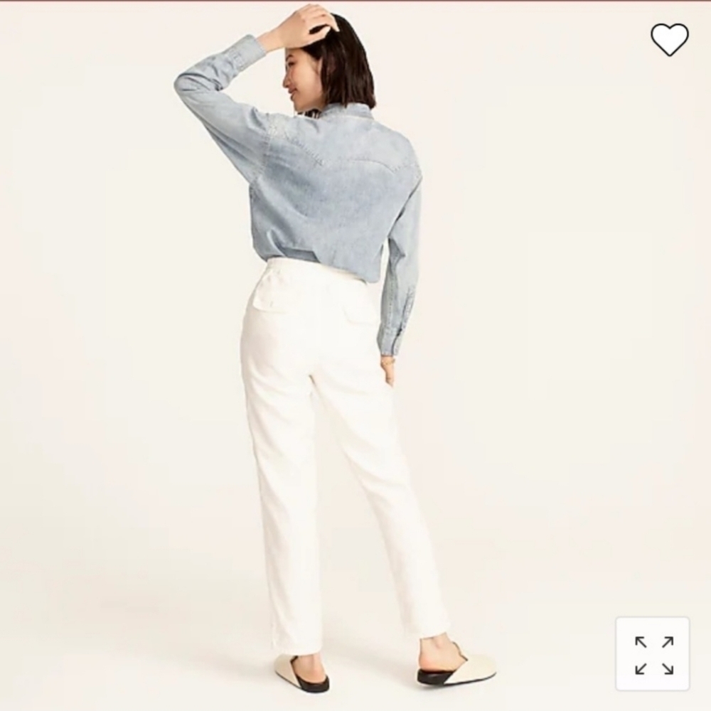 J.CREW TIE WAIST CAMP PANT IN IVORY, SZ MEDIUM - Picture 5 of 16